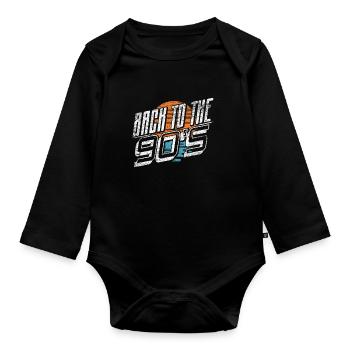 Back to the 90s - Organic Longsleeve Baby Bodysuit - black - Front
