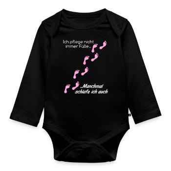 Fußpflege Pediküre Podologe Nagelstudio Geschenk - Baby Bio-Langarm-Body - Schwarz - Vorne