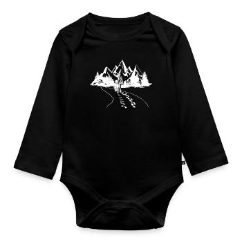 Mountains dog walking dog walk kids dog gift - Organic Longsleeve Baby Bodysuit - black - Front