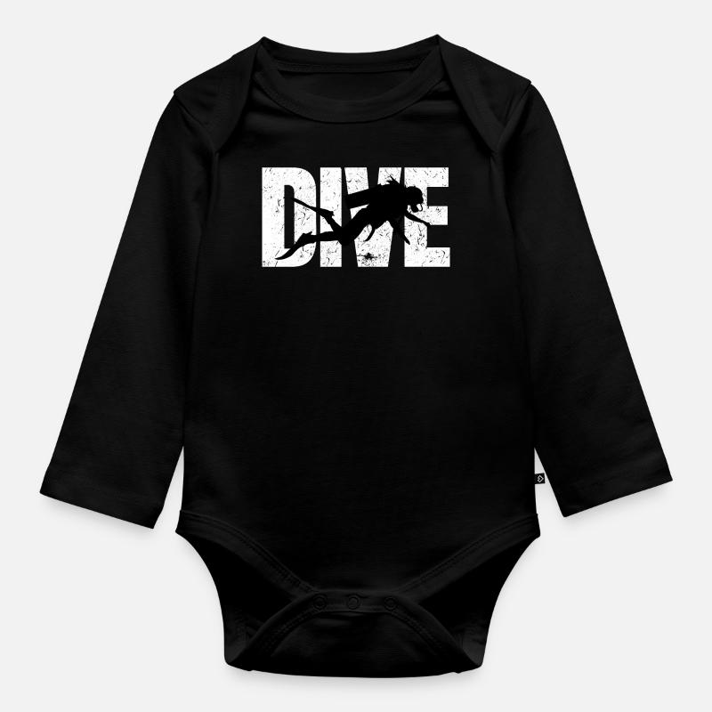 Dive Dive Diver Tipografia Immersioni Regalo - Body ecologico per neonato a manica lunga - nero