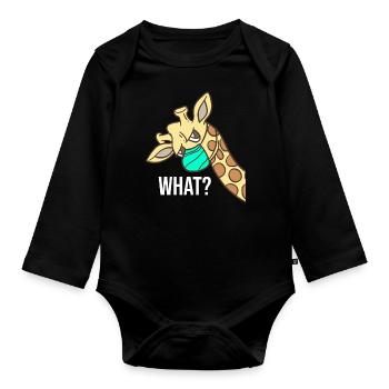 Giraffe WHAT face mask Giraffe face mask - Organic Longsleeve Baby Bodysuit - black - Front