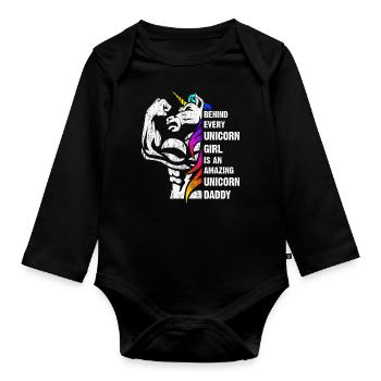 Unicorn Dad Dadacorn Dadicorn Daddycorn - Organic Longsleeve Baby Bodysuit - black - Front