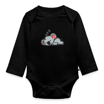 Mignon cadeau de koala dormant - Body Bébé bio manches longues - noir - Devant