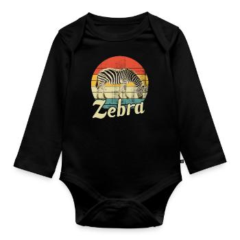 Zebra - Baby Bio-Langarm-Body - Schwarz - Vorne