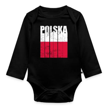 Poland - Organic Longsleeve Baby Bodysuit - black - Front