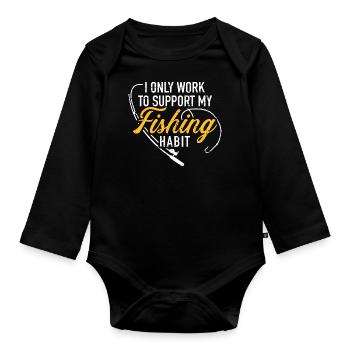 fishing - Organic Longsleeve Baby Bodysuit - black - Front