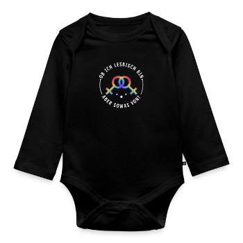 LGBT Regenbogen Bi Lesbisch Schwul Transgender - Baby Bio-Langarm-Body - Schwarz - Vorne