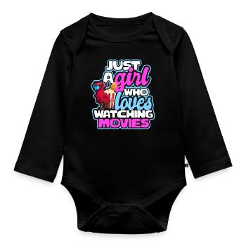 Cinéma cinéma télévision cadeau soirée cinéma pop-corn - Body Bébé bio manches longues - noir - Devant