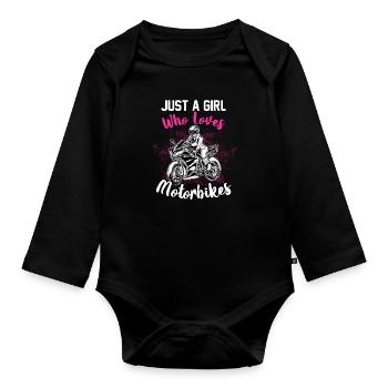 Cool Motorbike Girl Gift Idea - Organic Longsleeve Baby Bodysuit - black - Front