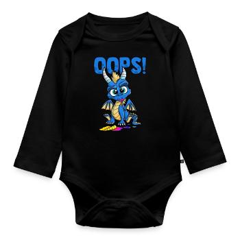 Hoppla! Mein Drache aß dein Einhorn Lustige Kinder Teenager - Baby Bio-Langarm-Body - Schwarz - Vorne