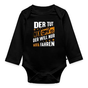 Mofa Moped Roller Mokick Zweirad Mofas Motorroller - Baby Bio-Langarm-Body - Schwarz - Vorne