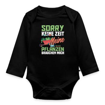 Gärtner Zeit Gärtnerei Flora - Baby Bio-Langarm-Body - Schwarz - Vorne