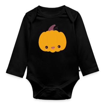 pumpkin - Organic Longsleeve Baby Bodysuit - black - Front