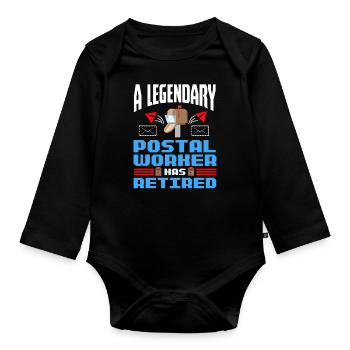 Postman Pension Post Retired Postal Worker - Organic Longsleeve Baby Bodysuit - black - Front