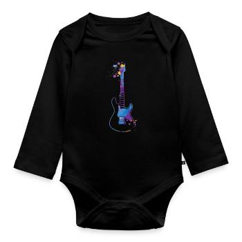 Guitar Splash Guitar Player Gift Guitare électrique - Body Bébé bio manches longues - noir - Devant
