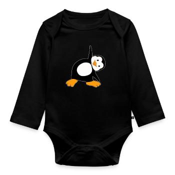 Un mignon pingouin amateur de yoga offre un - Body Bébé bio manches longues - noir - Devant