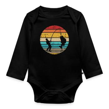 Angeln - Baby Bio-Langarm-Body - Schwarz - Vorne
