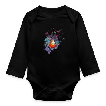 Guitariste guitare électrique - Body Bébé bio manches longues - noir - Devant