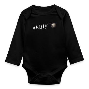 Dart Evolution Design für einen Dartspieler - Baby Bio-Langarm-Body - Schwarz - Vorne
