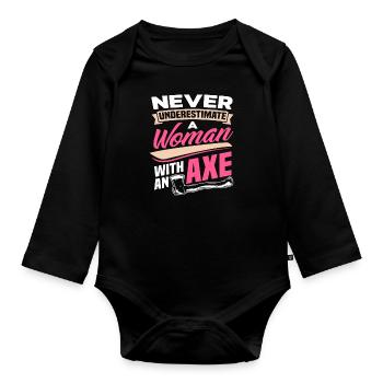 Axt Holzfällerin Sportlerin Hobby Geschenk - Baby Bio-Langarm-Body - Schwarz - Vorne