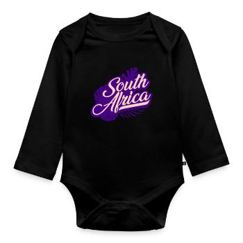 South Africa Africa - Organic Longsleeve Baby Bodysuit - black - Front