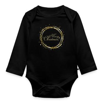 Merry Christmas! - Organic Longsleeve Baby Bodysuit - black - Front