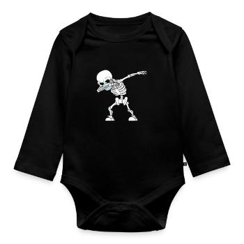 Dabbing skeleton face mask - Organic Longsleeve Baby Bodysuit - black - Front