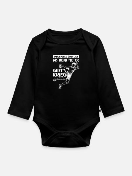 Handballspieler Handball Handballer - Baby Bio-Langarm-Body - Schwarz