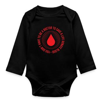 Save Lifes Donate Blood - Baby Bio-Langarm-Body - Schwarz - Vorne