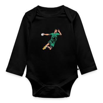 Handballspieler Handball Handballer - Body Bébé bio manches longues - noir - Devant
