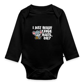I Just Really Like Rats Ok Ratte Souris Idée cadeau - Body Bébé bio manches longues - noir - Devant