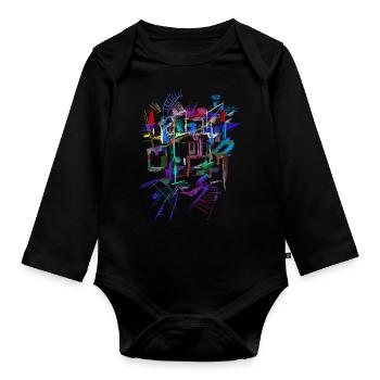 Architecture Pattern - Organic Longsleeve Baby Bodysuit - black - Front