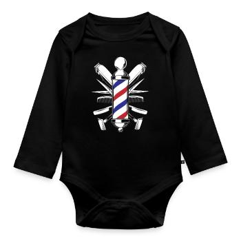 Barber sho, Friseur Laden, Friseuse - Baby Bio-Langarm-Body - Schwarz - Vorne