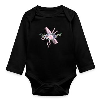 Coiffeur coiffeur coiffeur - Body Bébé bio manches longues - noir - Devant