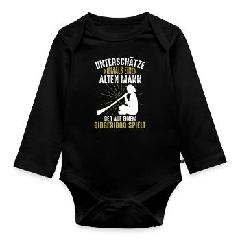 Lustiges Didgeridoo Männer Sprüche Geschenk - Baby Bio-Langarm-Body - Schwarz - Vorne