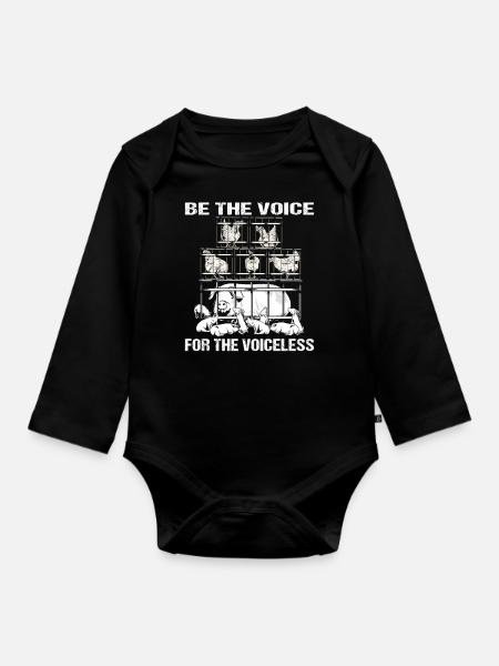 Be the voice for the Voiceless Vegetarisch Vegan - Baby Bio-Langarm-Body - Schwarz