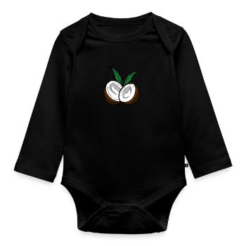 noix de coco - Body Bébé bio manches longues - noir - Devant