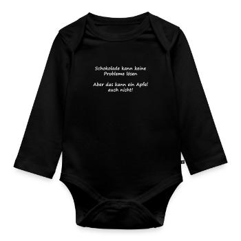 Schokolade kann keine Probleme lösen - Baby Bio-Langarm-Body - Schwarz - Vorne