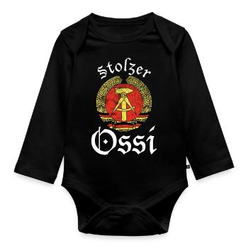 DDR retro Deutschland Design - Baby Bio-Langarm-Body - Schwarz - Vorne