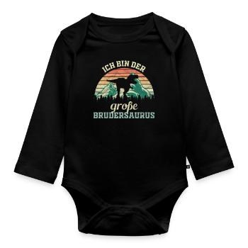 Ich bin der große Brudersaurus - Baby Bio-Langarm-Body - Schwarz - Vorne