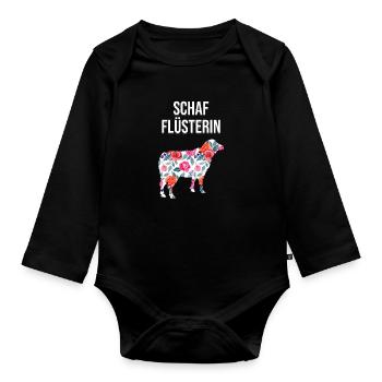 Schafe Flüsterin Landwirtin Bäurin Schäferin - Baby Bio-Langarm-Body - Schwarz - Vorne