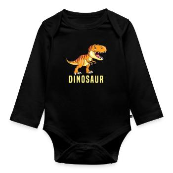 dinosaure - Body Bébé bio manches longues - noir - Devant