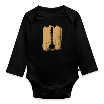 Indian sitar - Organic Longsleeve Baby Bodysuit - black - Front