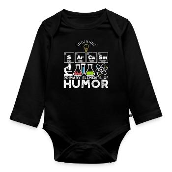 Sarcasm Primary Elements Of Humor - Sarcasm - Organic Longsleeve Baby Bodysuit - black - Front