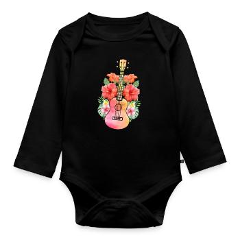 Uke ukulele - Organic Longsleeve Baby Bodysuit - black - Front