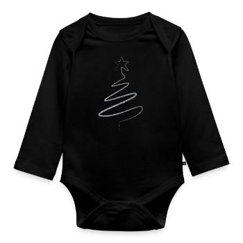 Christmas Tree Christmas Tree Star Abstract Gift - Organic Longsleeve Baby Bodysuit - black - Front