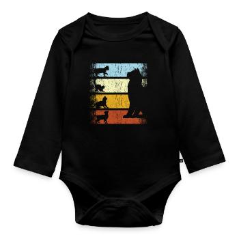 Chat vintage chats rétro chat chat propriétaires - Body Bébé bio manches longues - noir - Devant