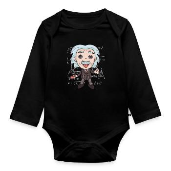 Skull with flowers Best gift - Organic Longsleeve Baby Bodysuit - black - Front