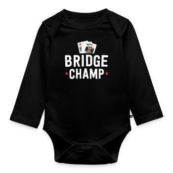 Funny Bridge Shirt For Men Gift For Bridge Card - Organic Longsleeve Baby Bodysuit - black - Front