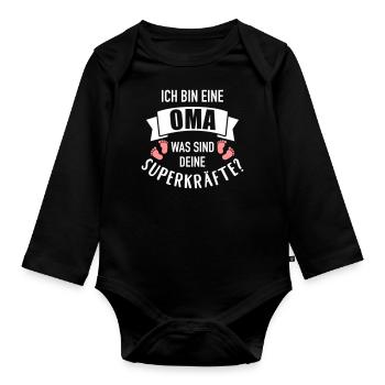Oma - Baby Bio-Langarm-Body - Schwarz - Vorne